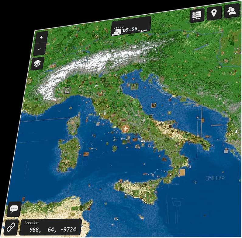 Anteprima della mappa live di Titanet sull'Italia